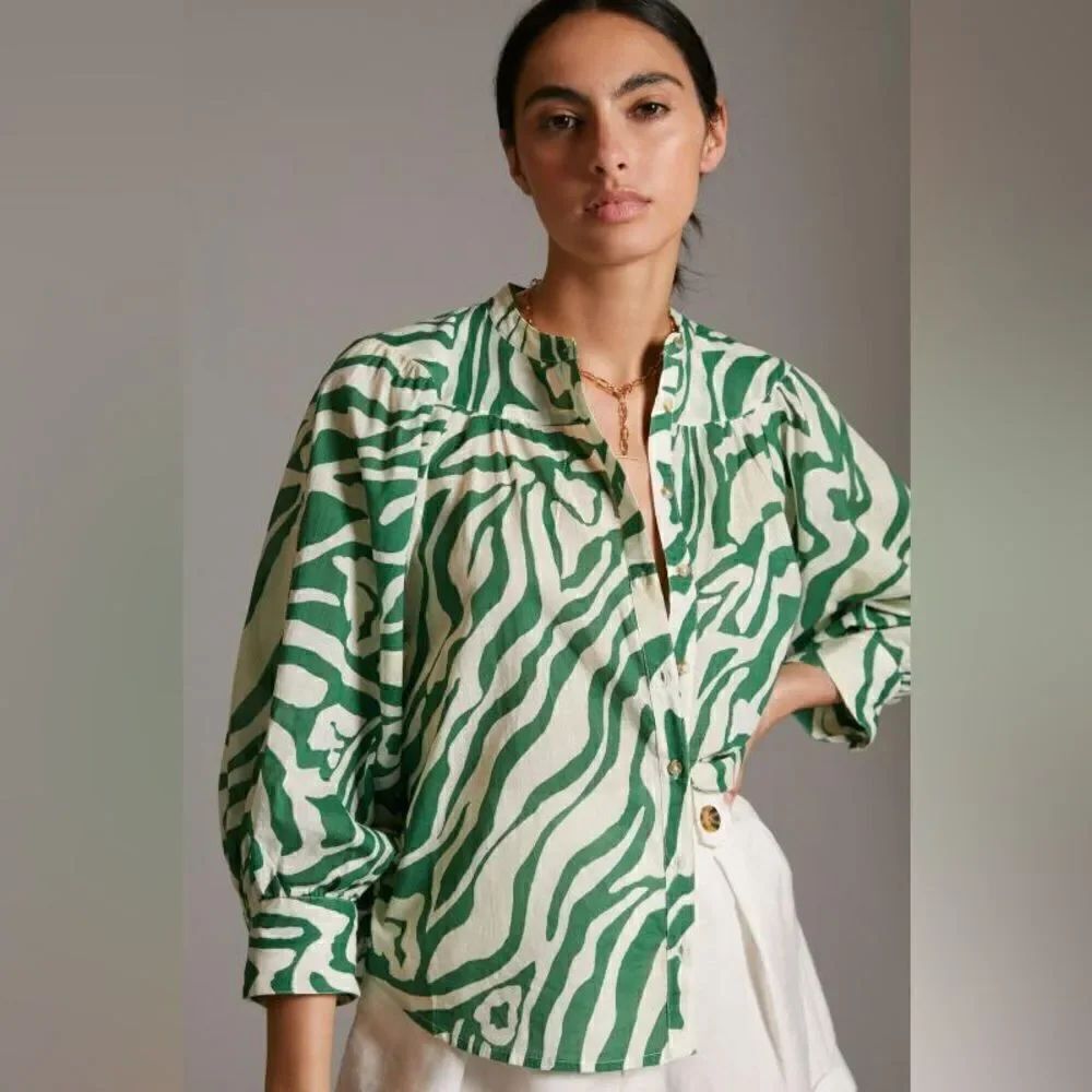 Anthropologie Maeve Puff-Sleeved Buttondown NEW!